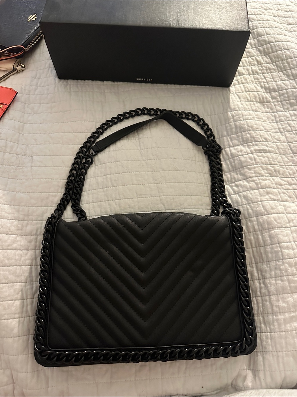 Black Quilted Chain-Trim Shoulder Bag - Women